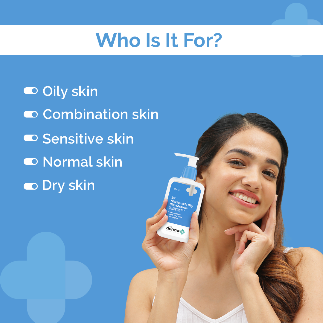 Derma Co 2% Niacinamide Oily Skin Cleanser for Sensitive, Oily & Combination Skin