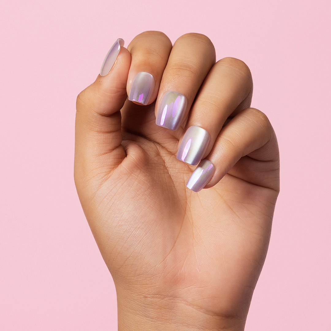 Gush Beauty Pearl Crystals, Chrome - Medium Square Press-On Nails