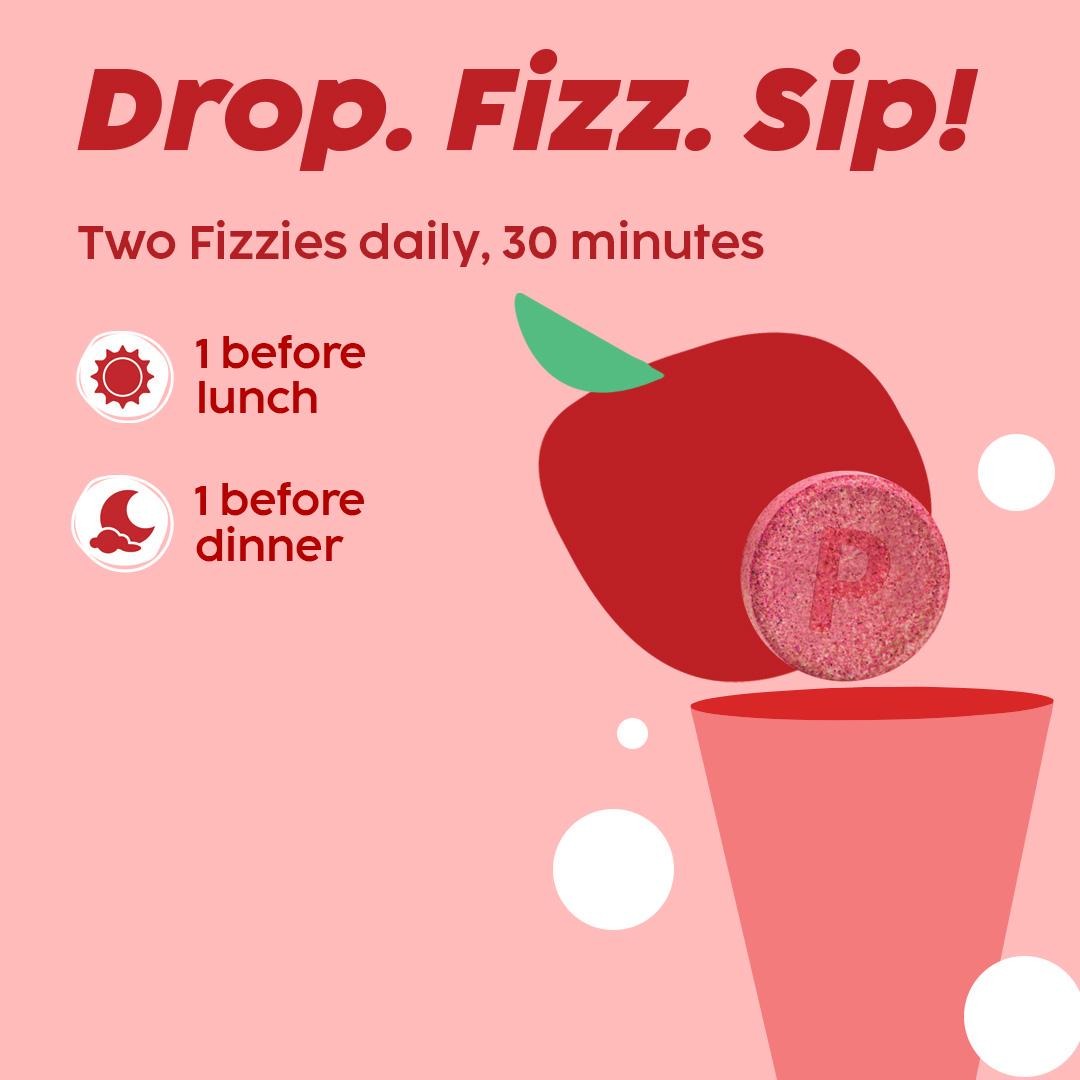 Plix Apple Cider Vinegar Effervescent Tablets (Apple, Pack of 4)