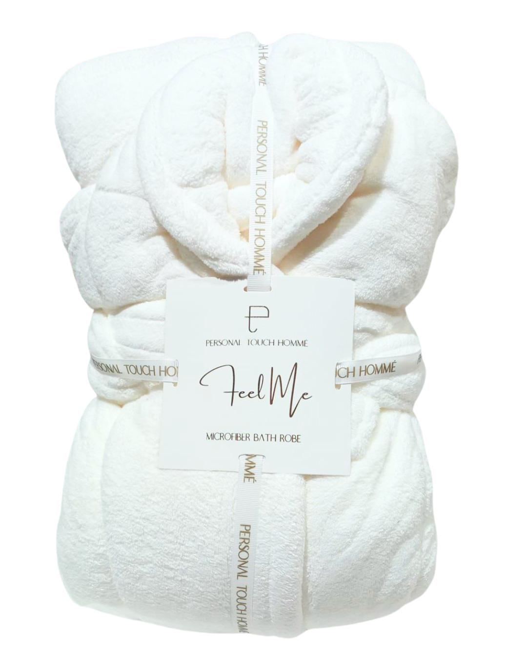 Personal Touch Feel Me Microfiber Bath Robes - White