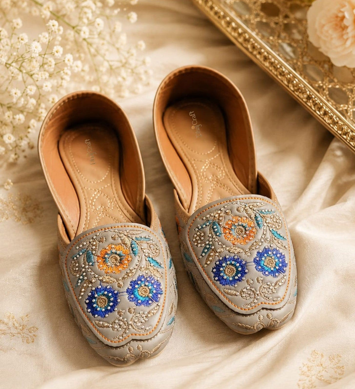 Dhajcraft Grey Embroidered Jutti