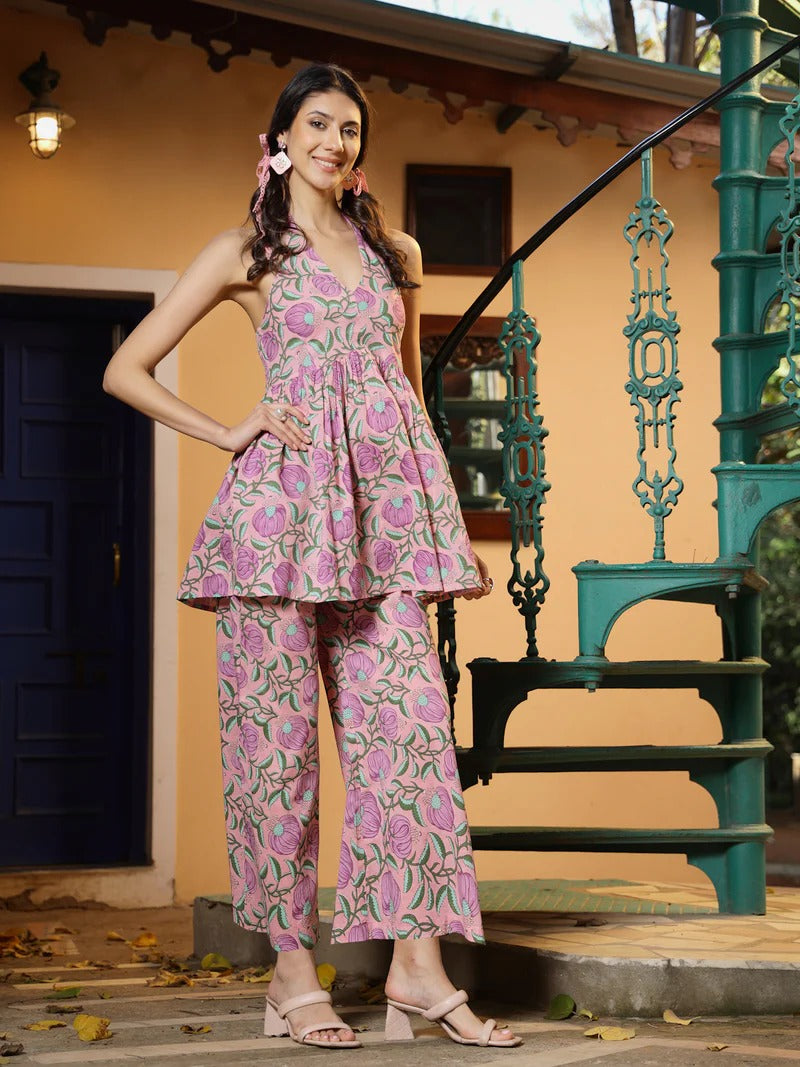 Stylum Women's Lavender Floral Printed Cotton Co-Ord Set