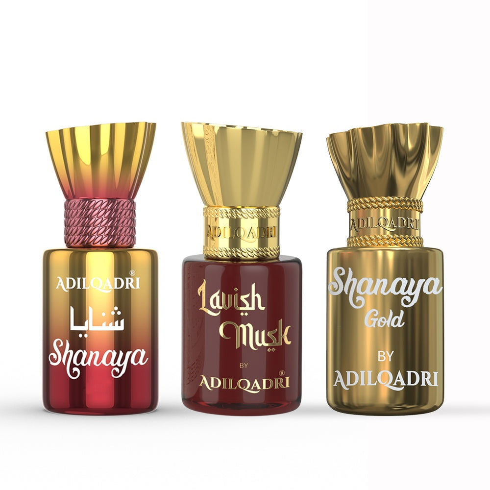 AdilQadri 3 Pcs Attar Set Shanaya, Lavish Musk And Shanaya Gold 5.5 ML Each