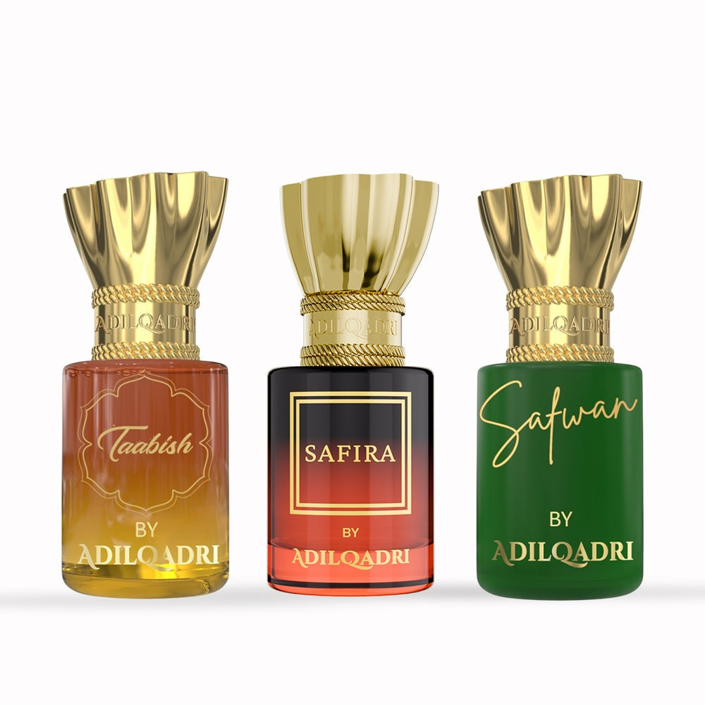 AdilQadri 3 Pcs Attar Set Taabish, Safira And Safwan 5.5 ML Each