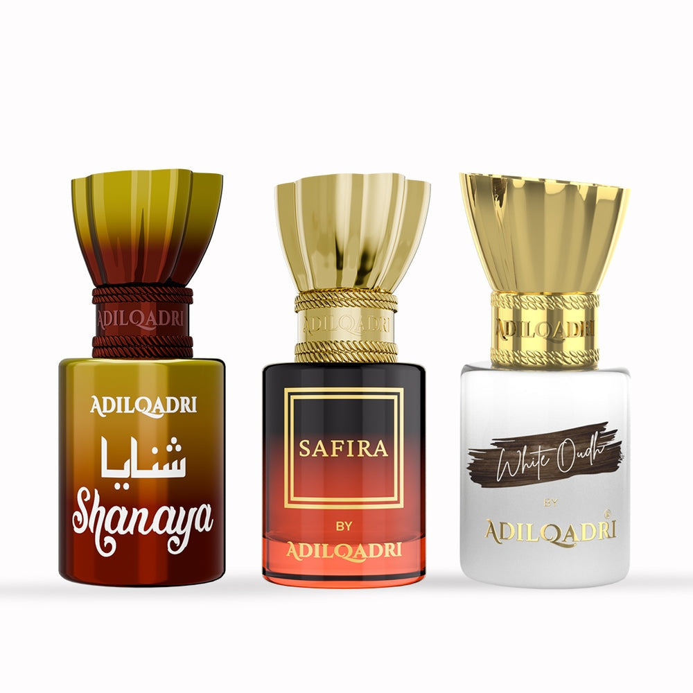 AdilQadri 3 Pcs Attar Set Shanaya, Safira And White Oudh 5.5 ML Each
