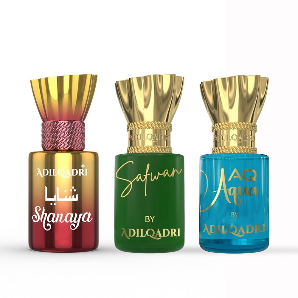 AdilQadri 3 Pcs Attar Set Shanaya, Safwan And AQ Aqua 5.5 ML Each
