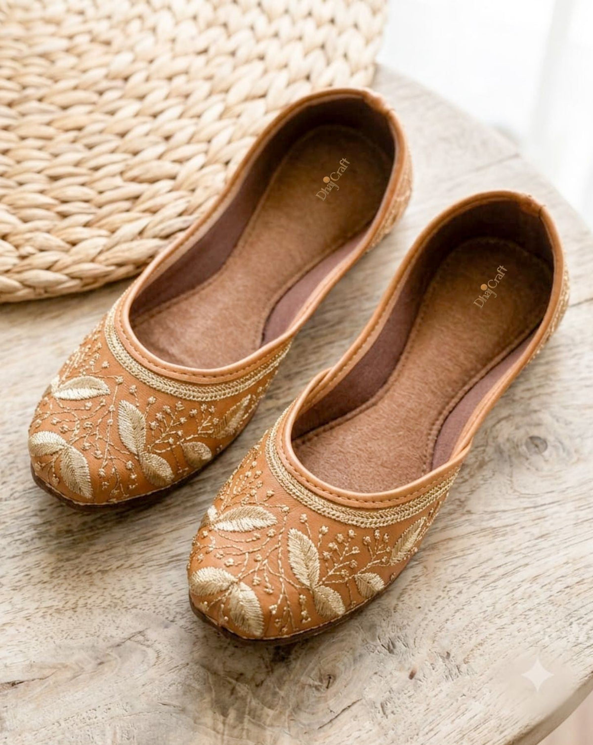 Dhajcraft Brown Embroidered Casual Jutti - Hand wash