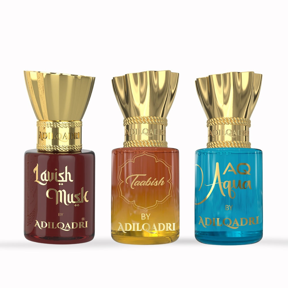 AdilQadri 3 Pcs Attar Set Lavish Musk, Taabish And AQ Aqua 5.5 ML Each