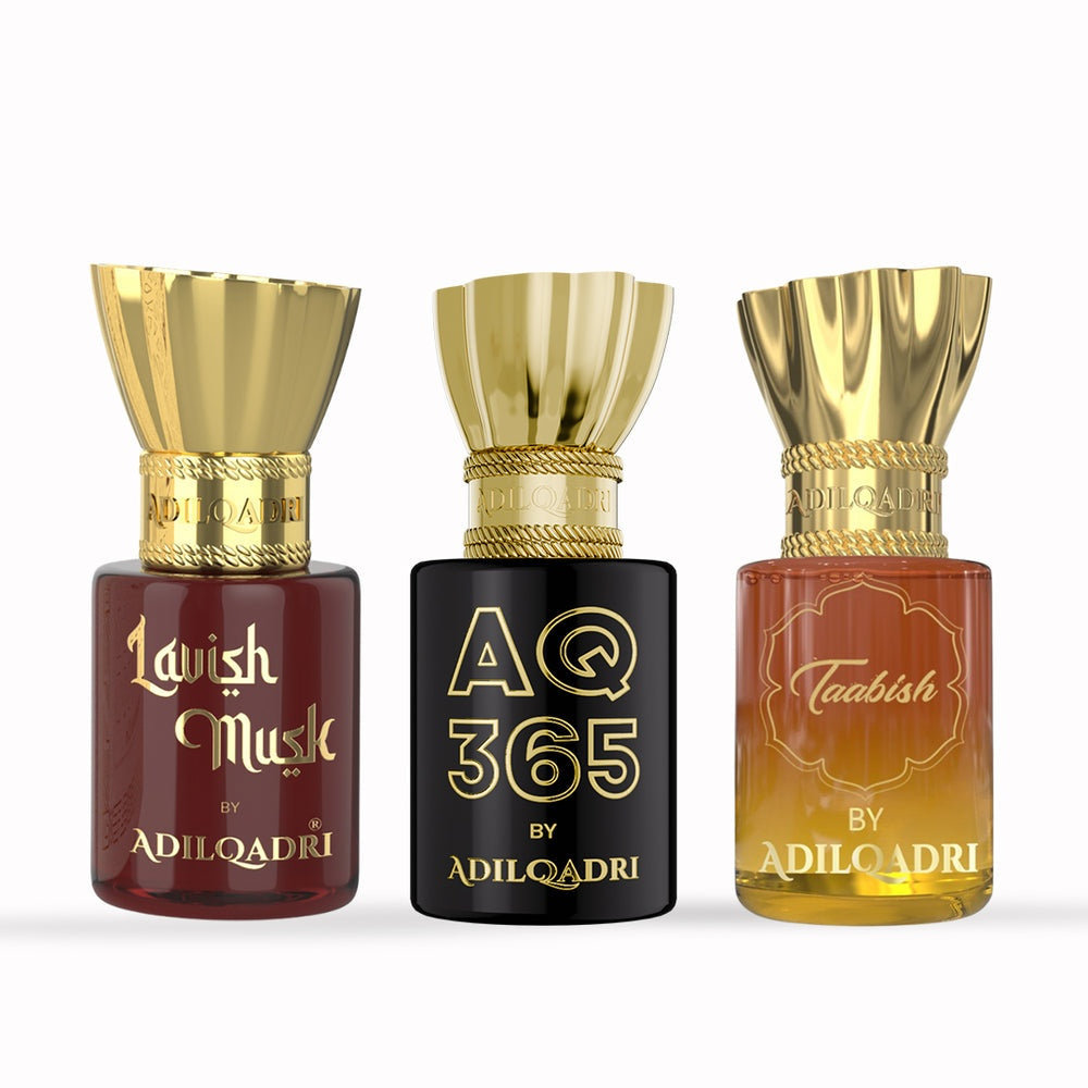 AdilQadri 3 Pcs Attar Set Lavish Musk, AQ 365 And Taabish 5.5 ML Each