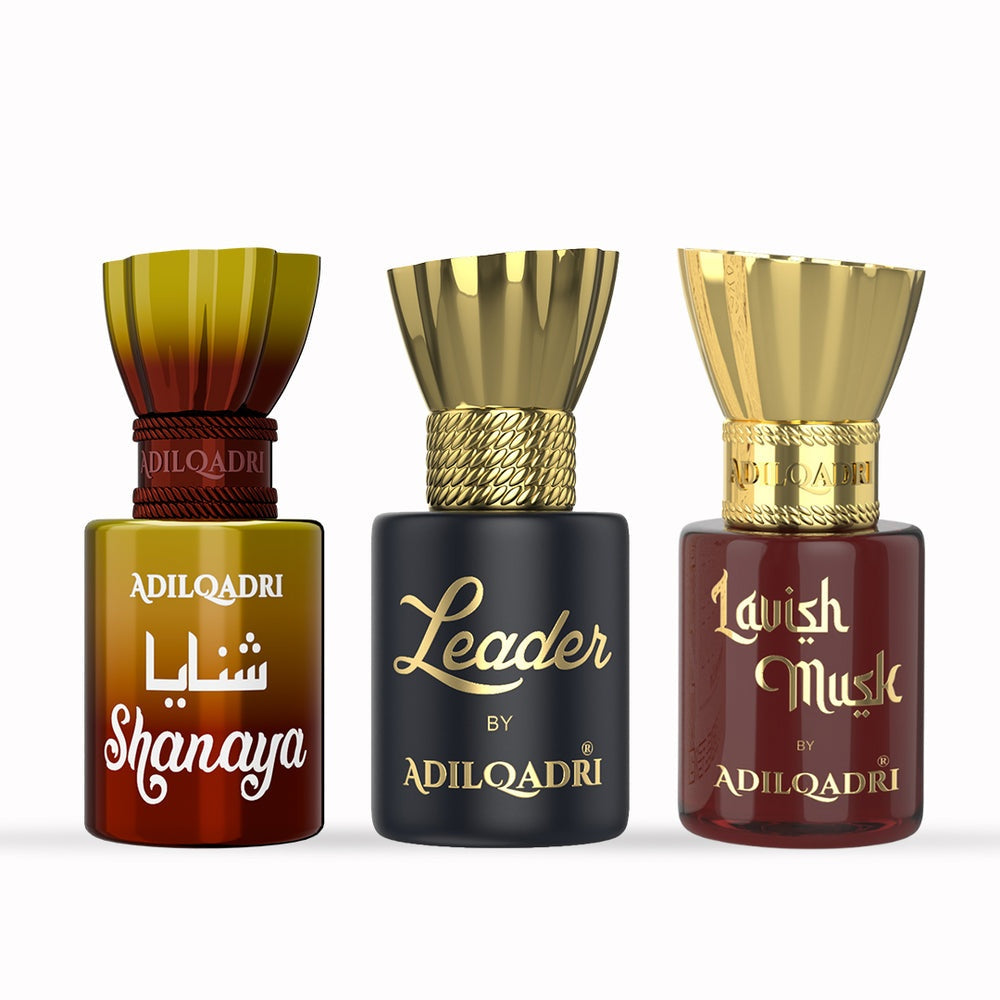 AdilQadri 3 Pcs Attar Set Shanaya, Leader And Lavish Musk 5.5 ML Each