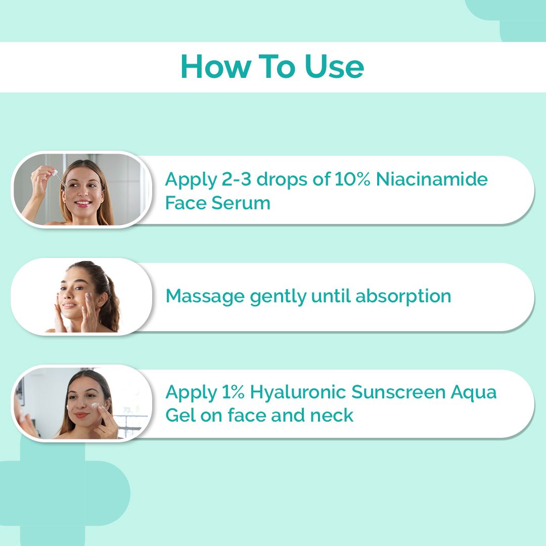 Derma Co Filter-Free Skin Combo (1% Hyaluronic Sunscreen Aqua Gel + 10% Niacinamide Face Serum)