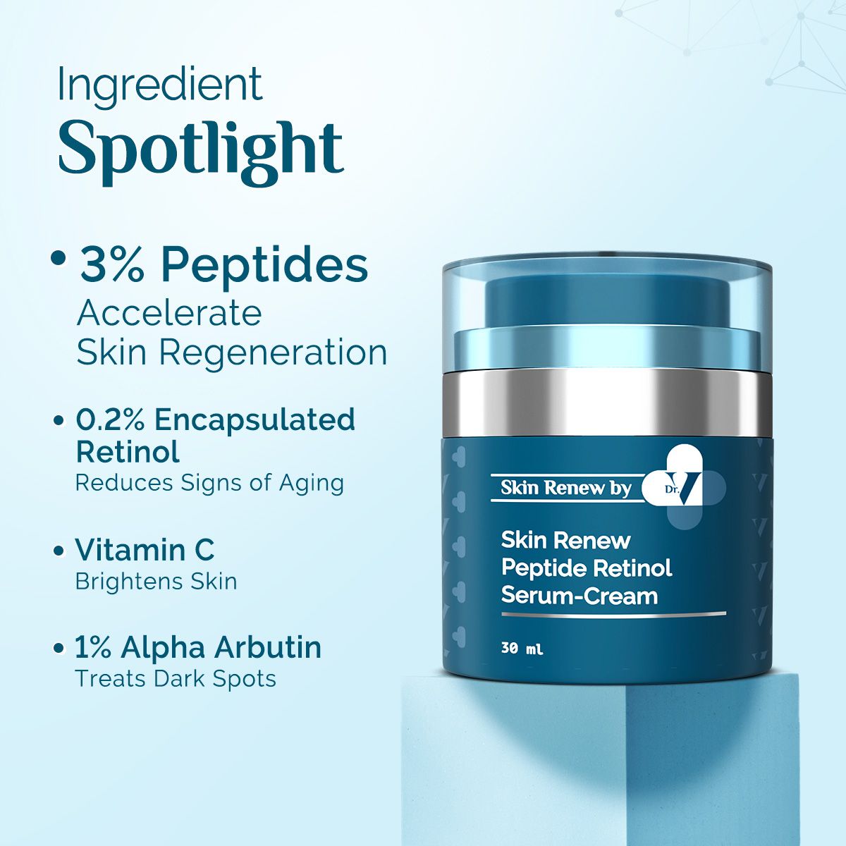 Derma Co X Dr V Skin Renew Peptide Retinol Serum-Cream with Peptide & Retinol - 30ml