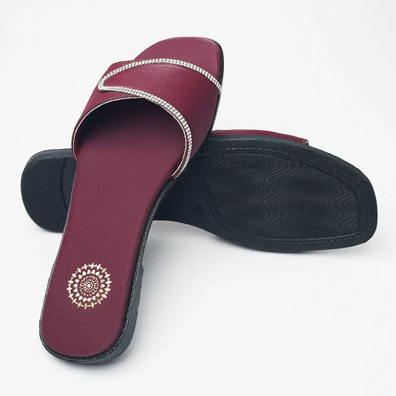 Dhajcraft Maroon T-Shape Casual Flats