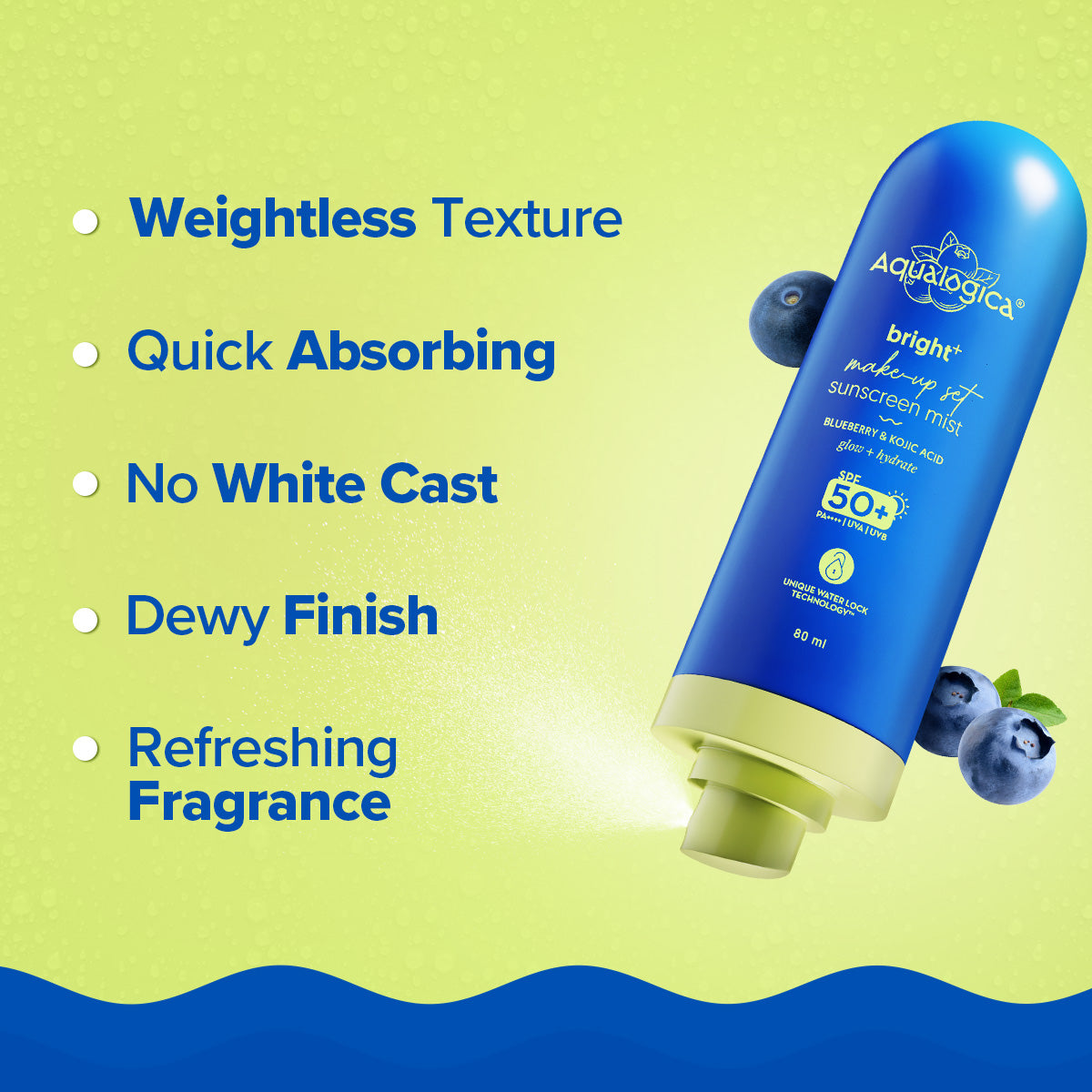 Aqualogica Bright+ Makeup-Set Sunscreen Mist Spf 50+ Pa++++ - 80ml