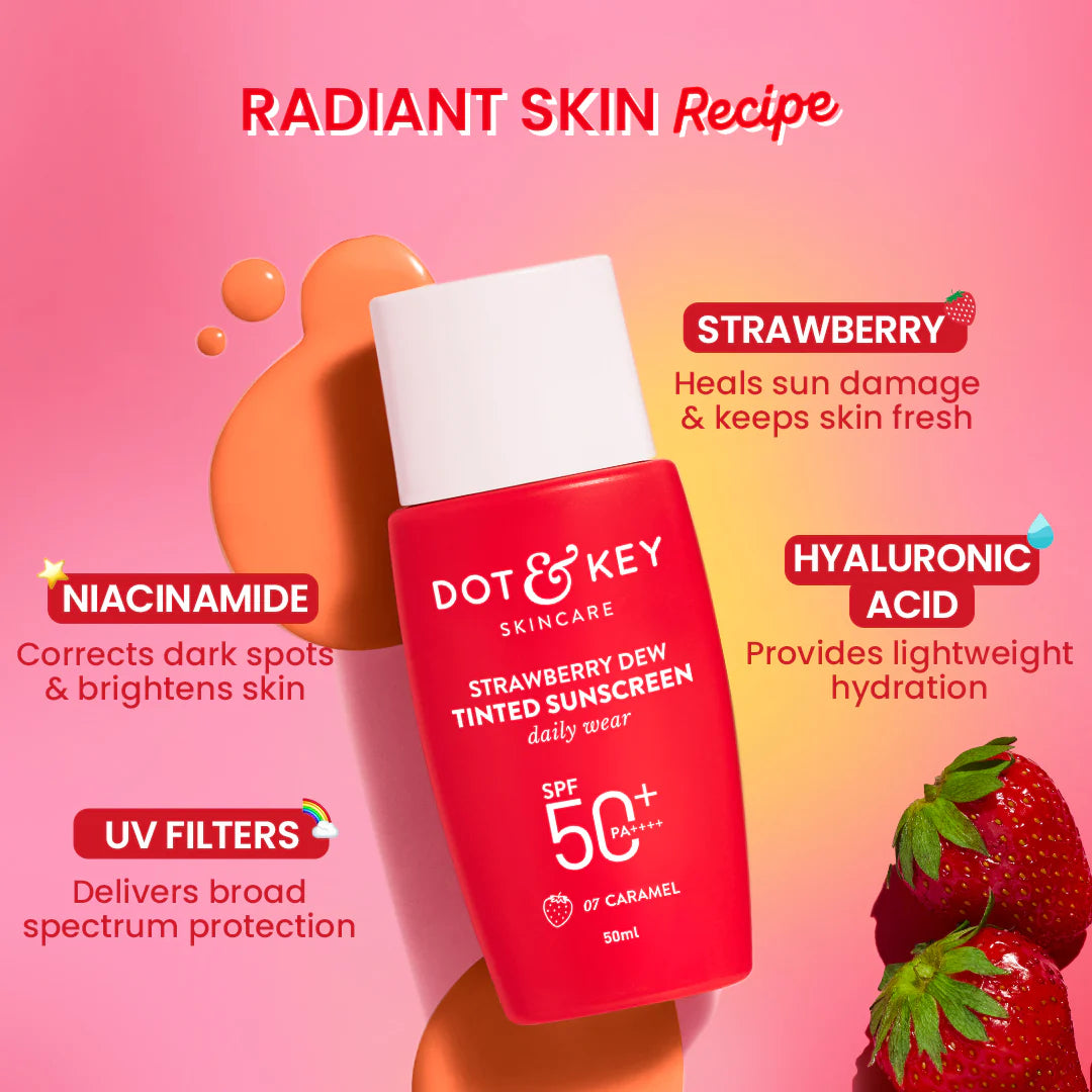Dot & Key Strawberry Dew Tinted Sunscreen 01 Porcelain + Vitamin C + E Moisturizer
