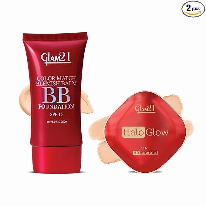 Glam21 BB Foundation (Light Natural) + Halo Glow Compact (Soft Almond)
