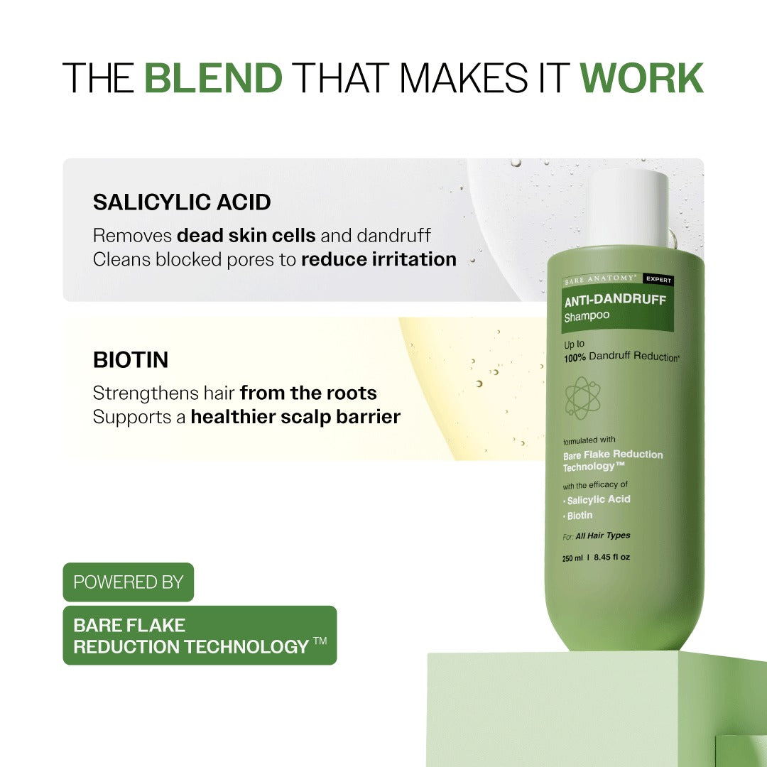 Bare Anatomy Anti Dandruff Shampoo with Salicylic Acid & Biotin - Pack of 2