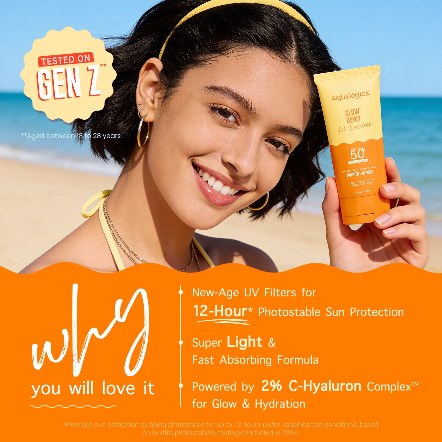 Aqualogica Glow+ Dewy Gel Sunscreen In-Vivo Tested Spf 50+ Pa++++