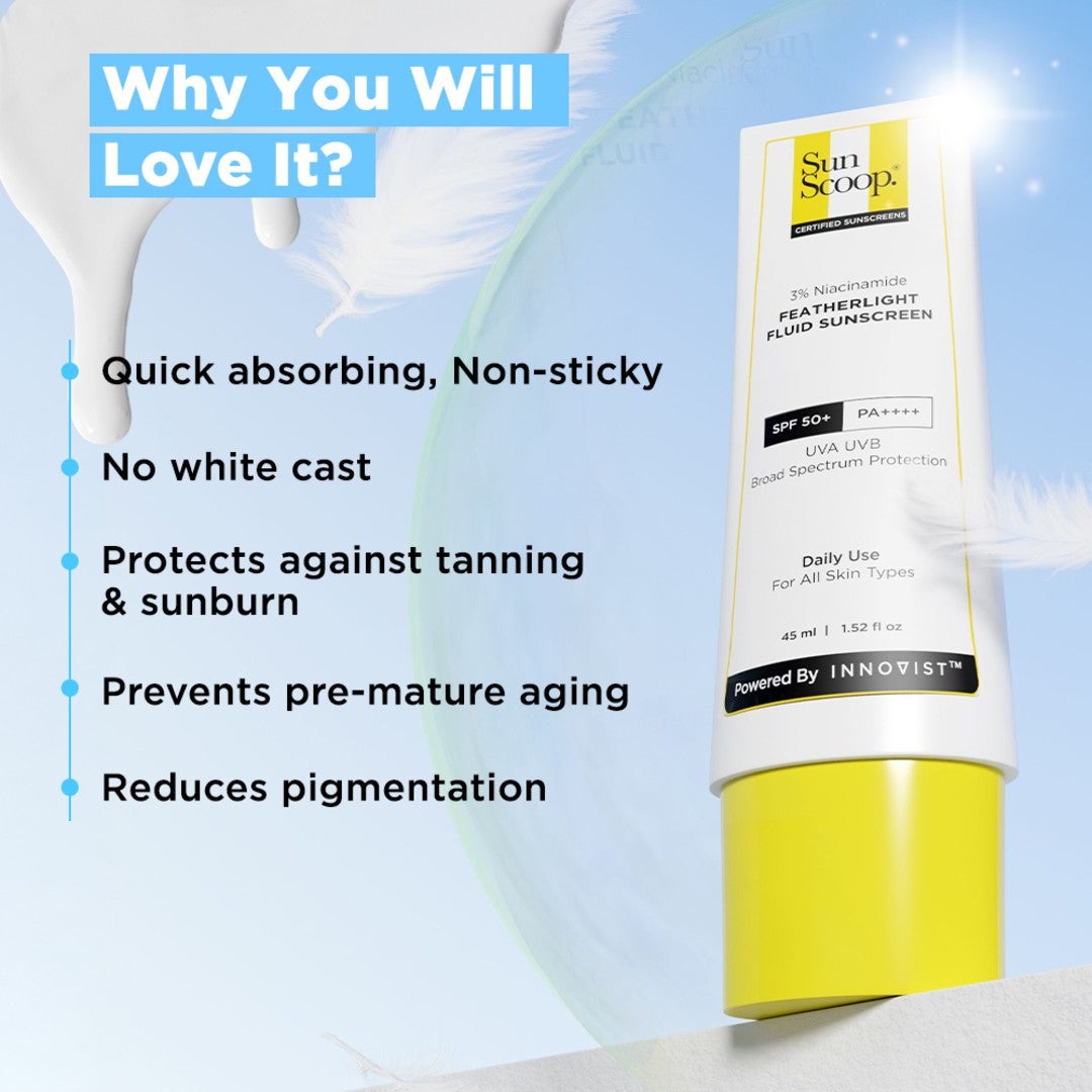 SunScoop 3% Niacinamide Featherlight Fluid Sunscreen SPF 50+ PA ++++ (45ml)