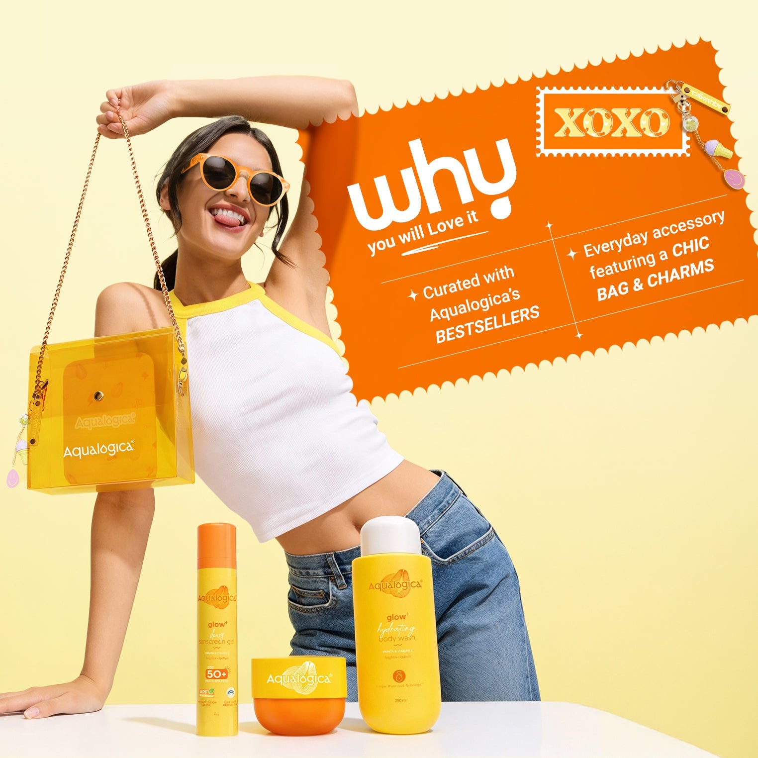 Aqualogica Glow+ Born To Glow - Gift Set With Sling Bag & Charms