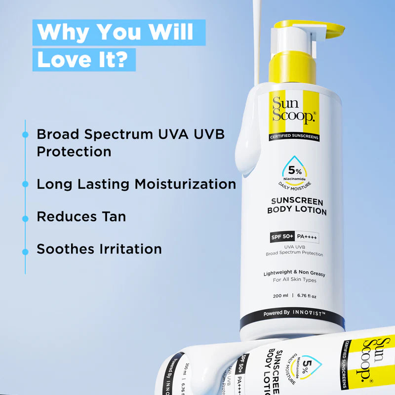Sunscoop 5% Niacinamide Sunscreen Body Lotion SPF 50+ PA ++++ (200ml)