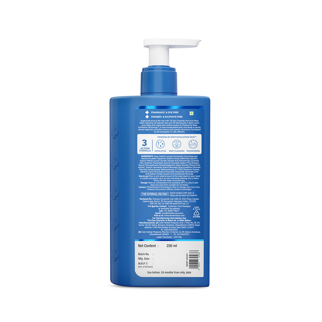 Derma Co 2% Sali-Cinamide Anti-Acne Body Wash - 250ml