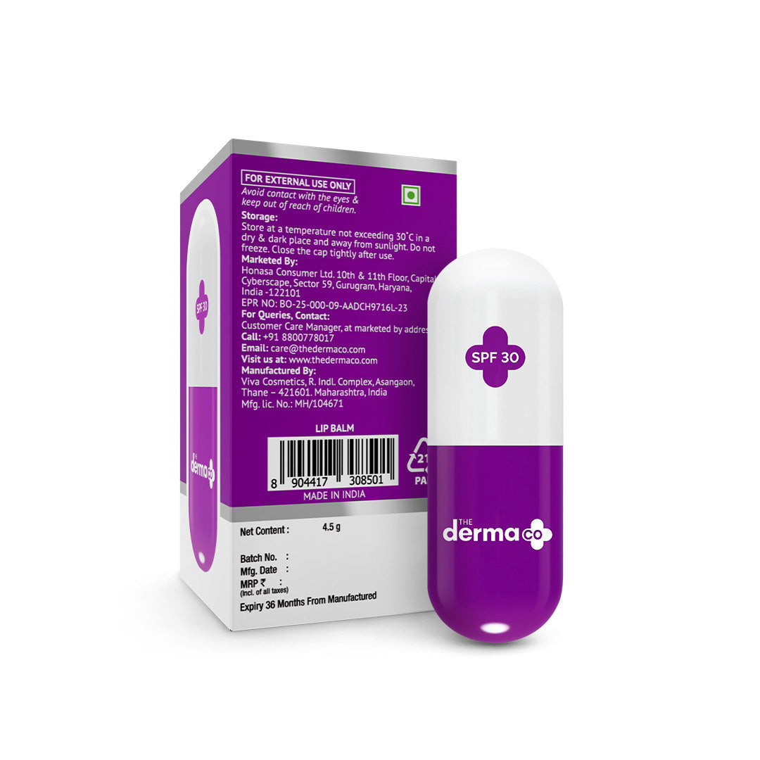Derma Co 1% Kojic Acid Lip Balm with Alpha Arbutin & Hyaluronic Acid, SPF 30 PA++