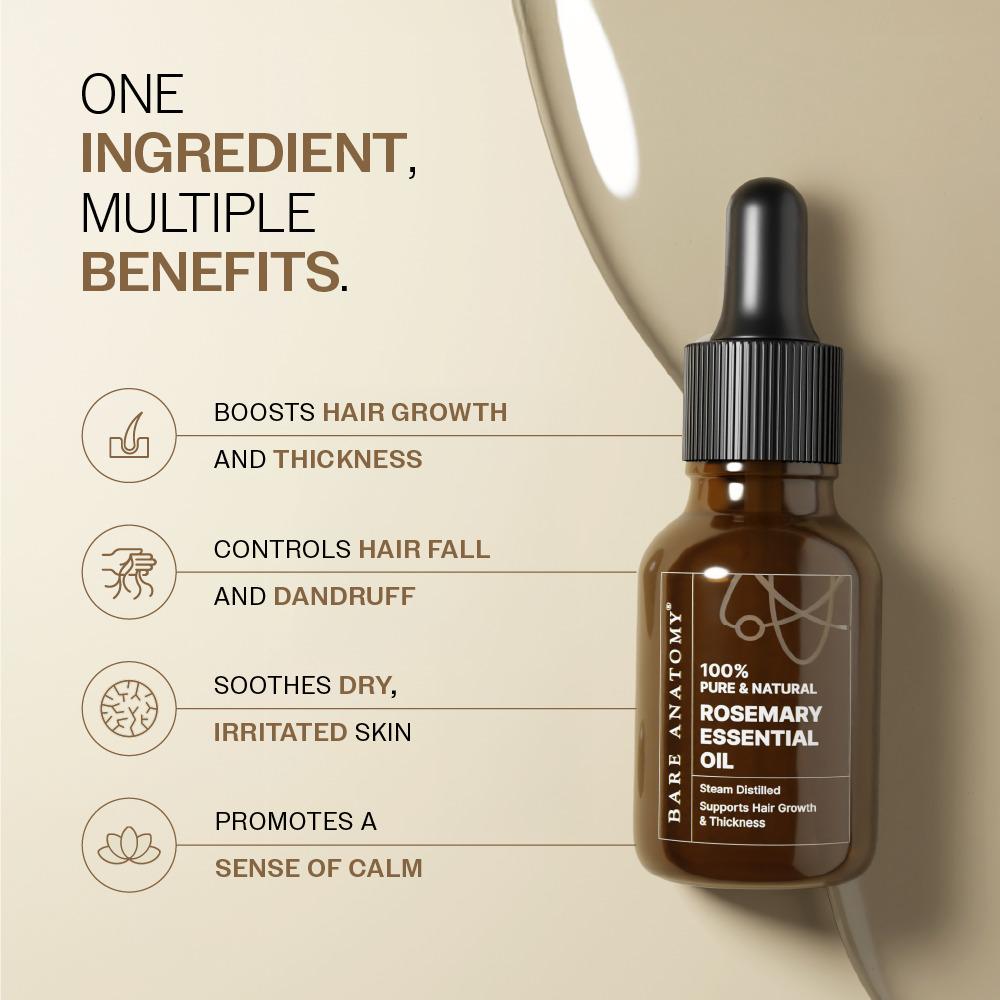 Bare Anatomy 100% Pure Natural Rosemary Essential Oil - 15ml