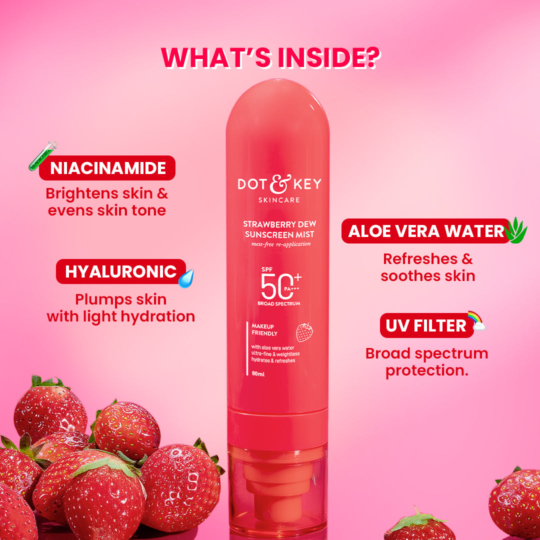 Dot & Key Strawberry Sunscreen Face Mist In-Vivo Tested SPF 50+ PA+++ - 80ml