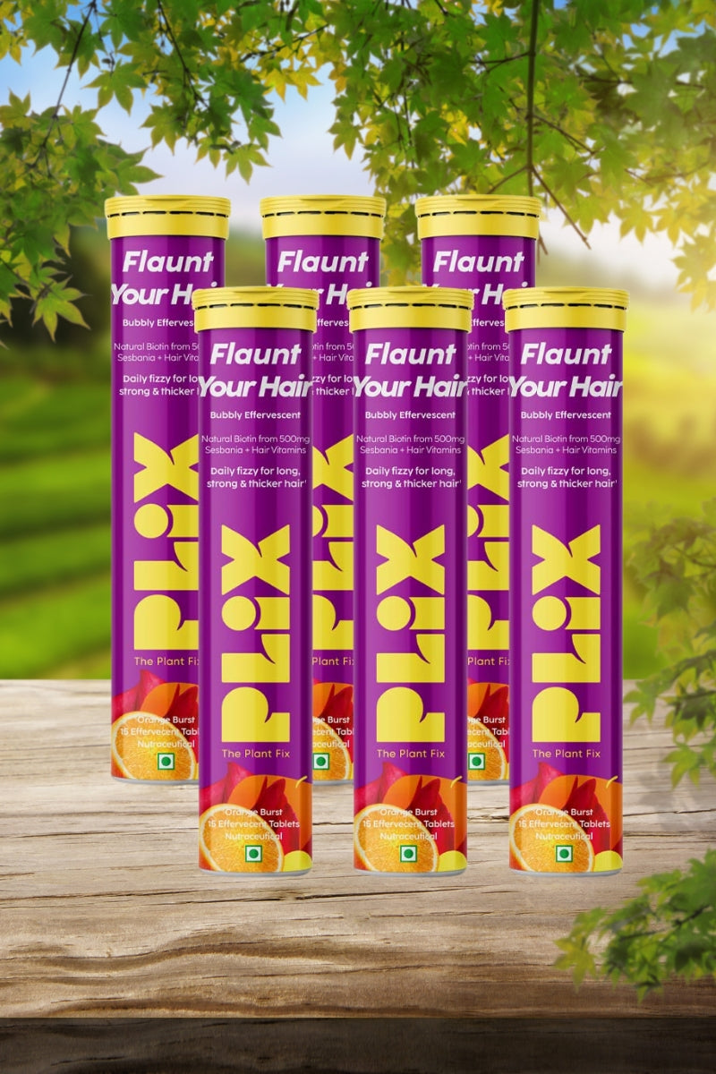 Plix Heavenly Hair Natural Biotin Tablets (Orange, Pack of 6)