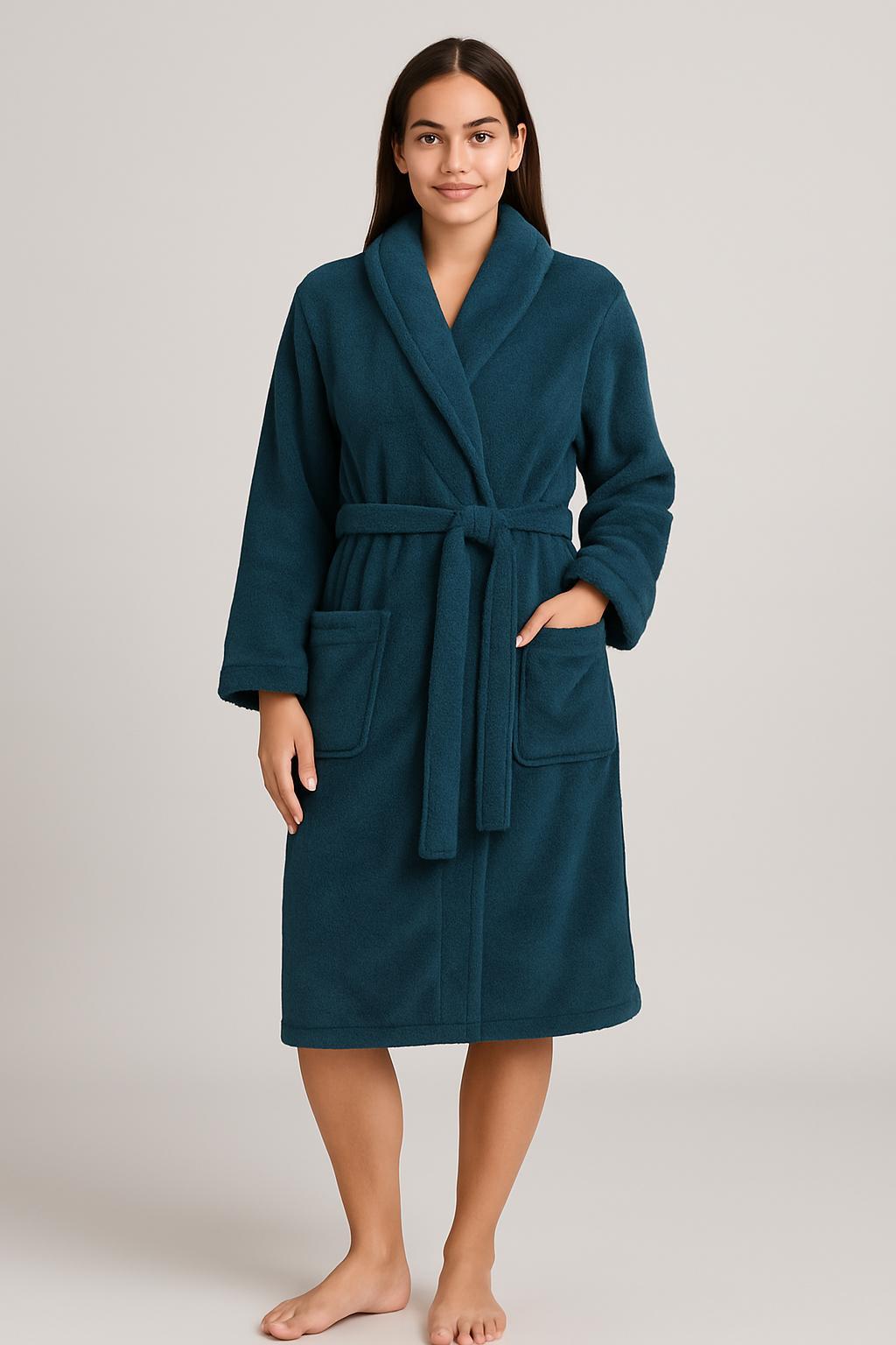 Personal Touch Feel Me Microfiber Bath Robes - Teal Blue