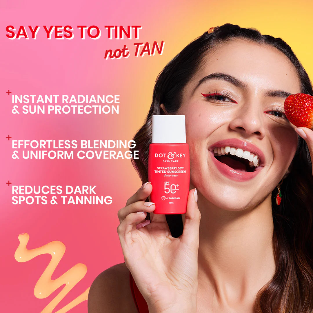 Dot & Key Strawberry Dew Tinted Sunscreen 01 Porcelain + Vitamin C + E Moisturizer