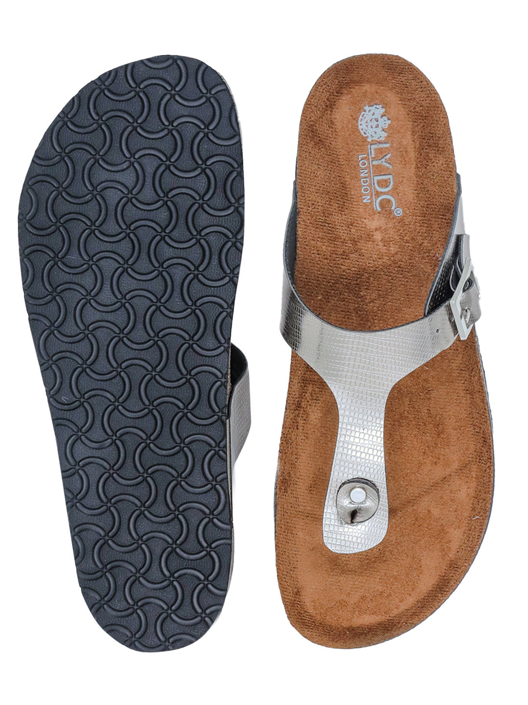 LYDC London - Gunmetal L Grain Sandals for Women - Regent - Gunmetal