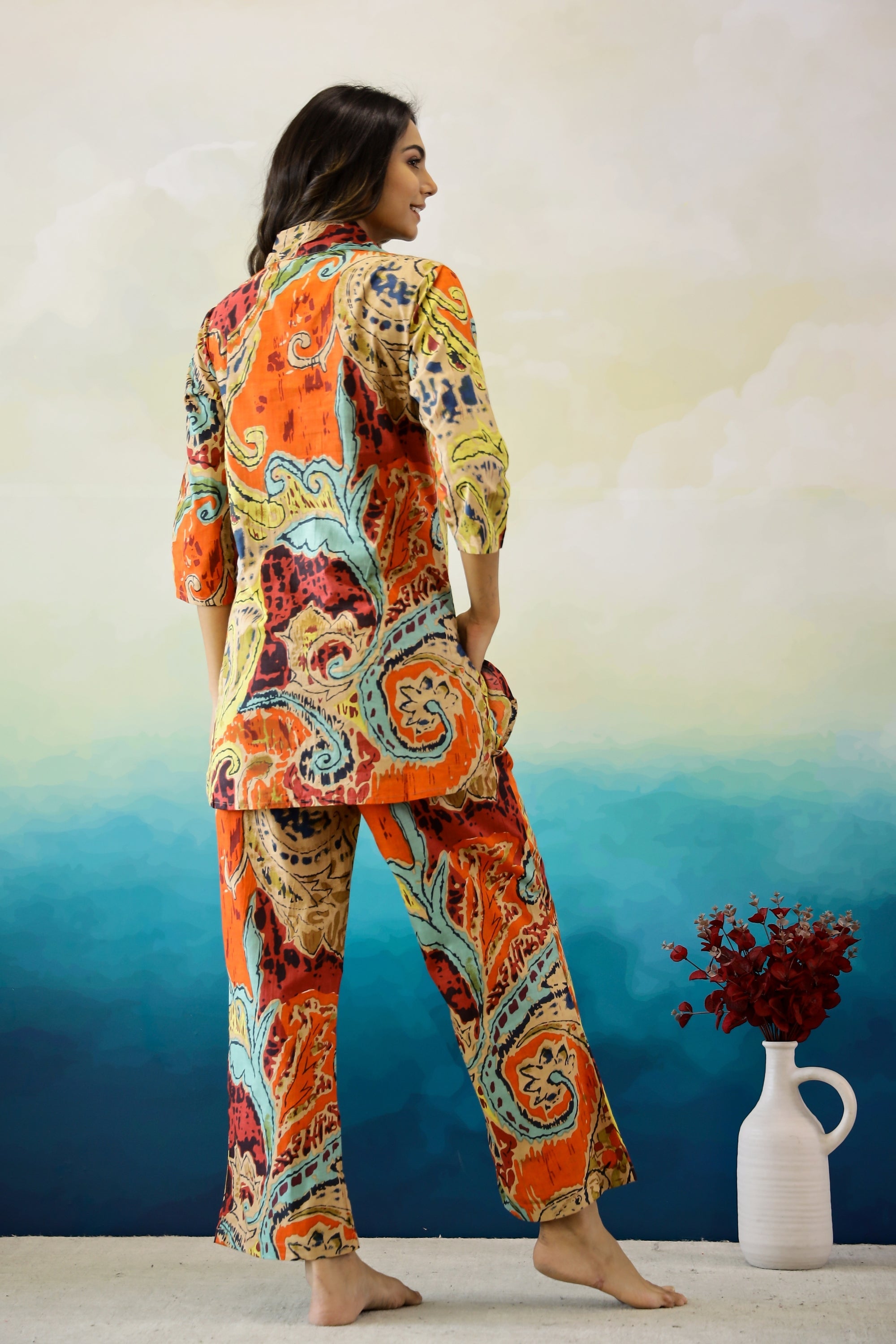 Label Flavia Rust Abstract Cotton Coord Set
