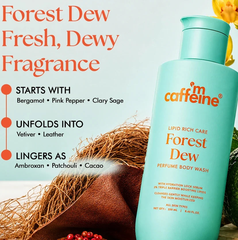 Mcaffeine Forest Dew Nourishing Milky Body Wash + Forest Dew Serum Perfume Body Lotion (combo)