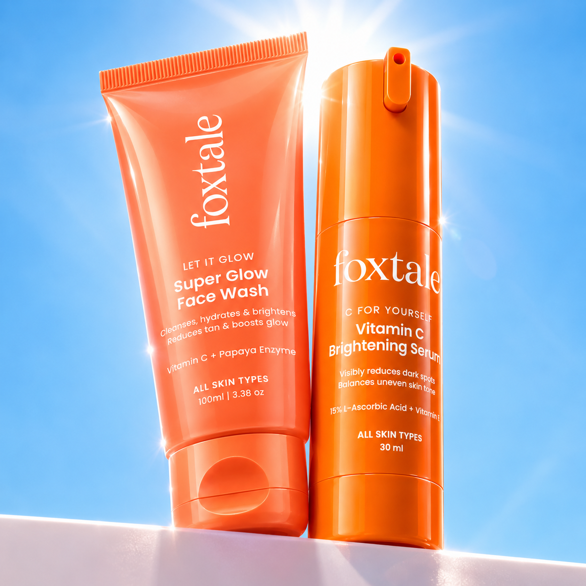 Foxtale Vitamin C Serum + Super Glow Face Wash - 100ml (Combo)