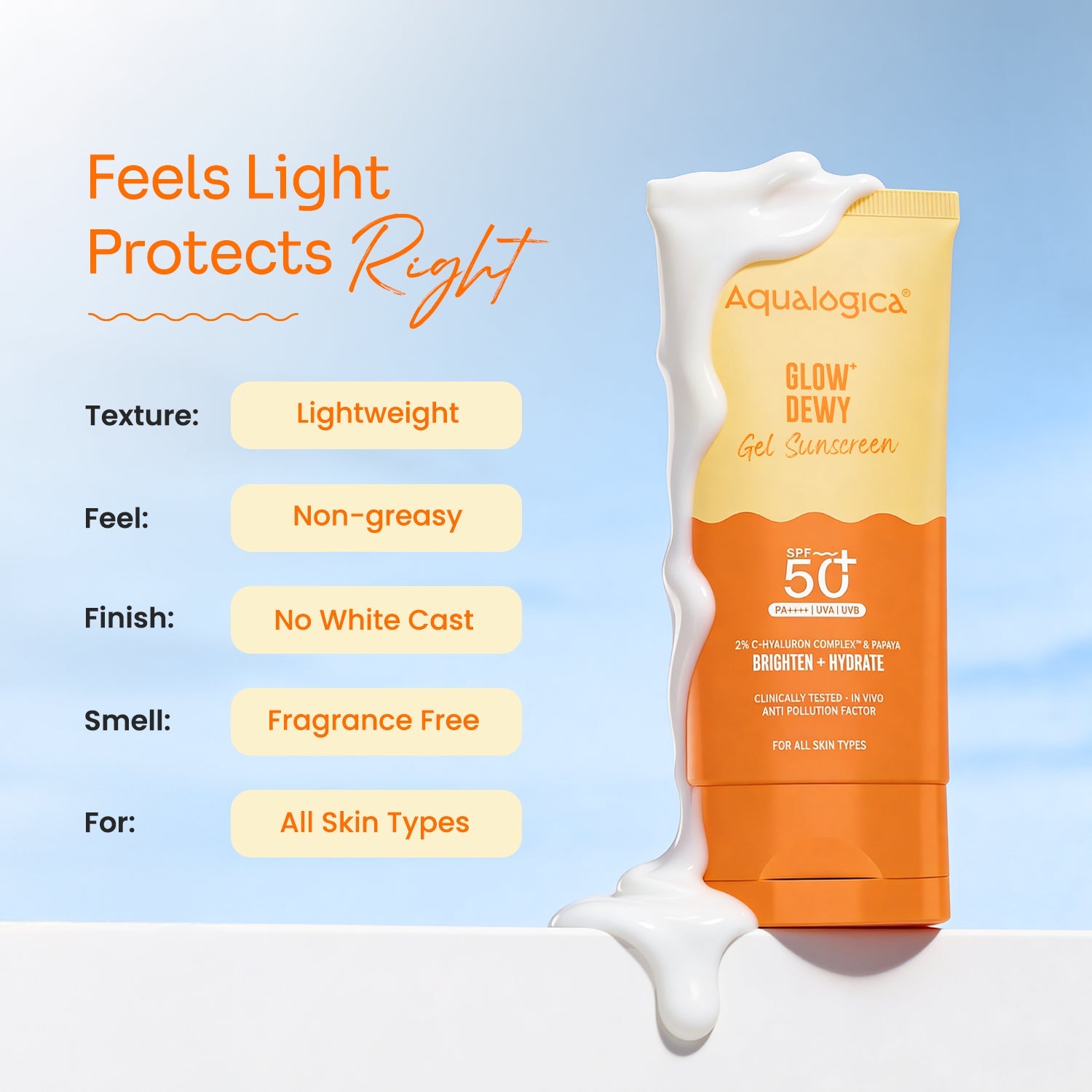 Aqualogica Glow+ Dewy Gel Sunscreen In-Vivo Tested Spf 50+ Pa++++