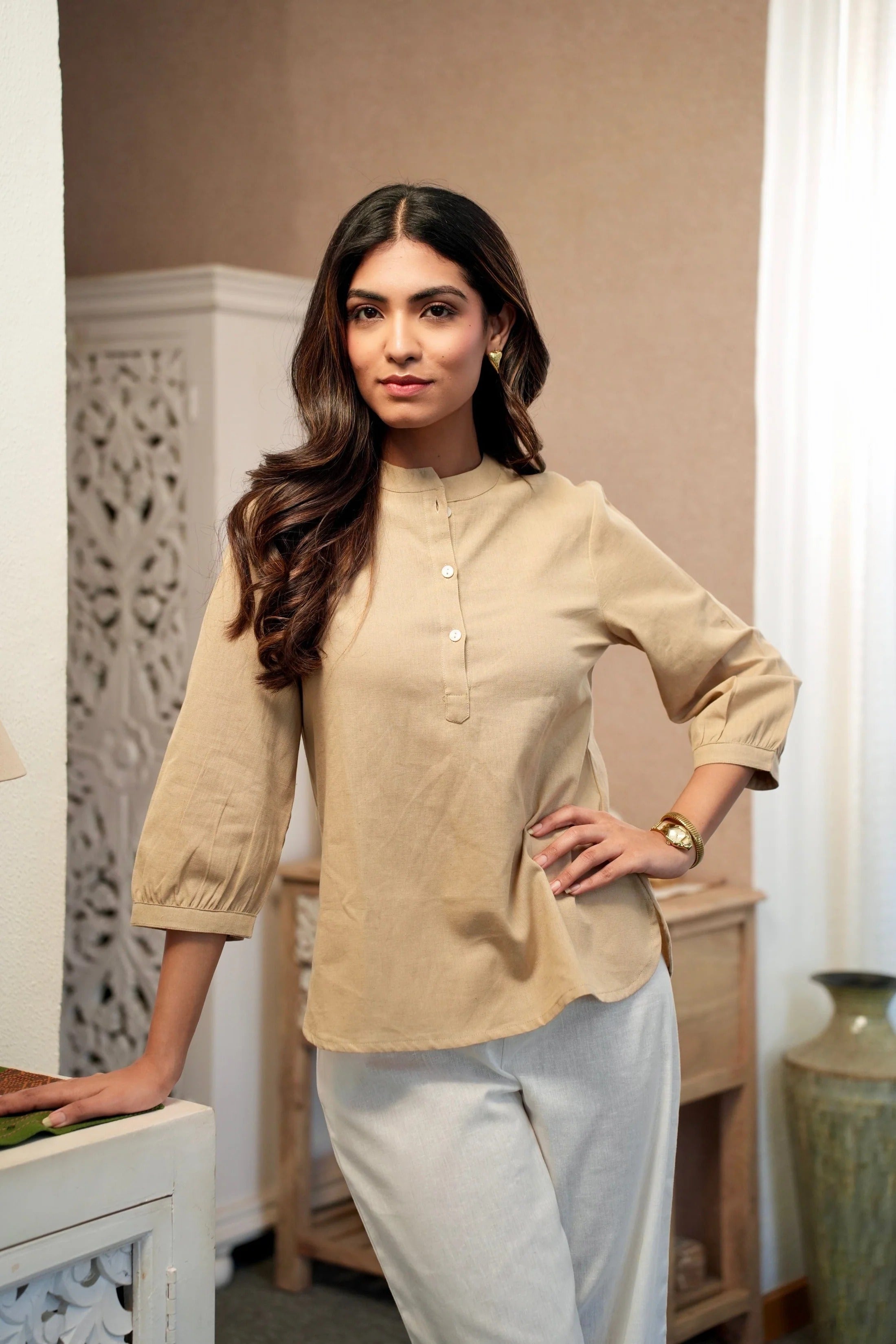 Sugnaa Short Kurta - Khaki