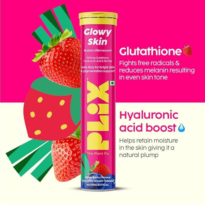 Plix Skin Glow Glutathione Tablets (Strawberry, Pack of 2)
