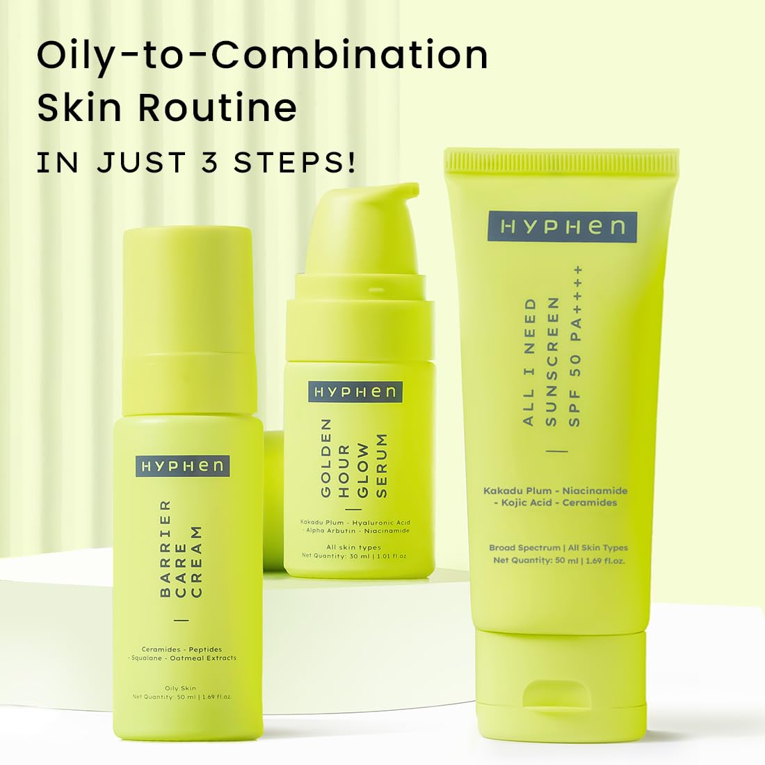 Hyphen No More Oily-Skin Bundle : For Oily To Combination Skin