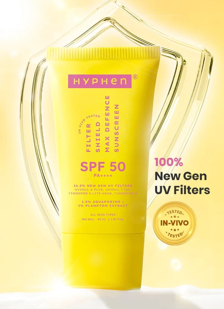 Hyphen Filter shield sunscreen max defence spf 50 pa++++ - 40ml