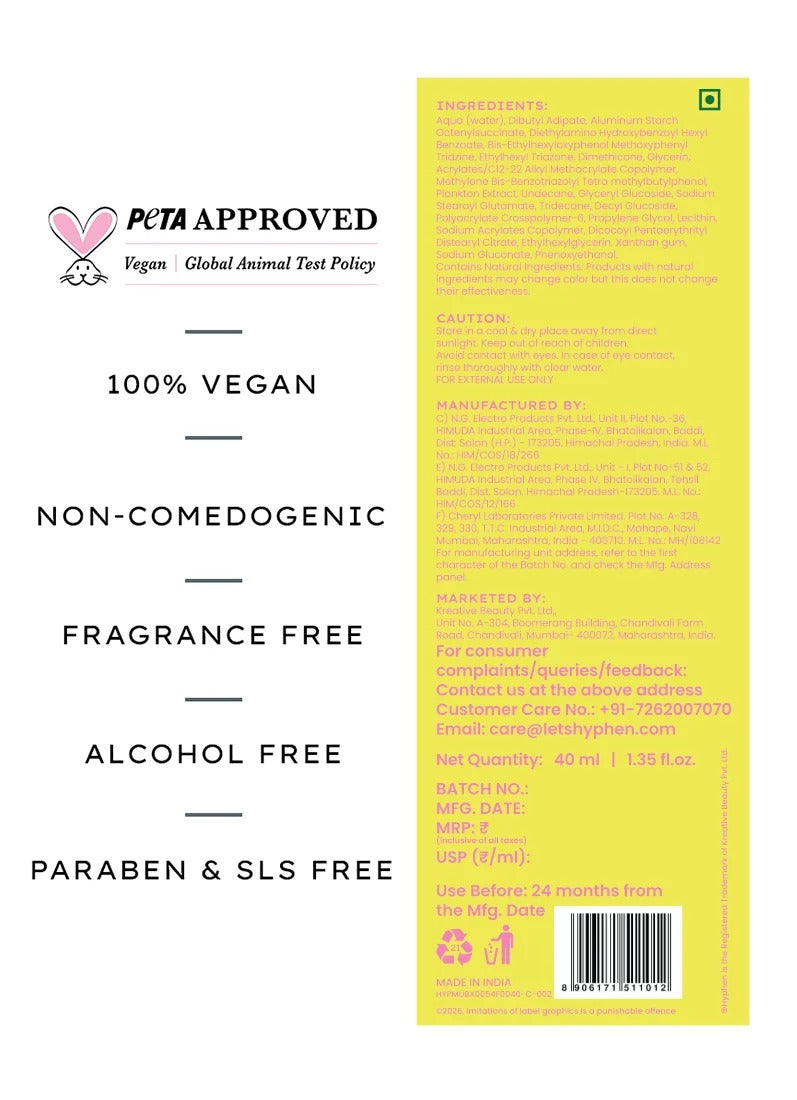 Hyphen Filter shield sunscreen max defence spf 50 pa++++ - 40ml