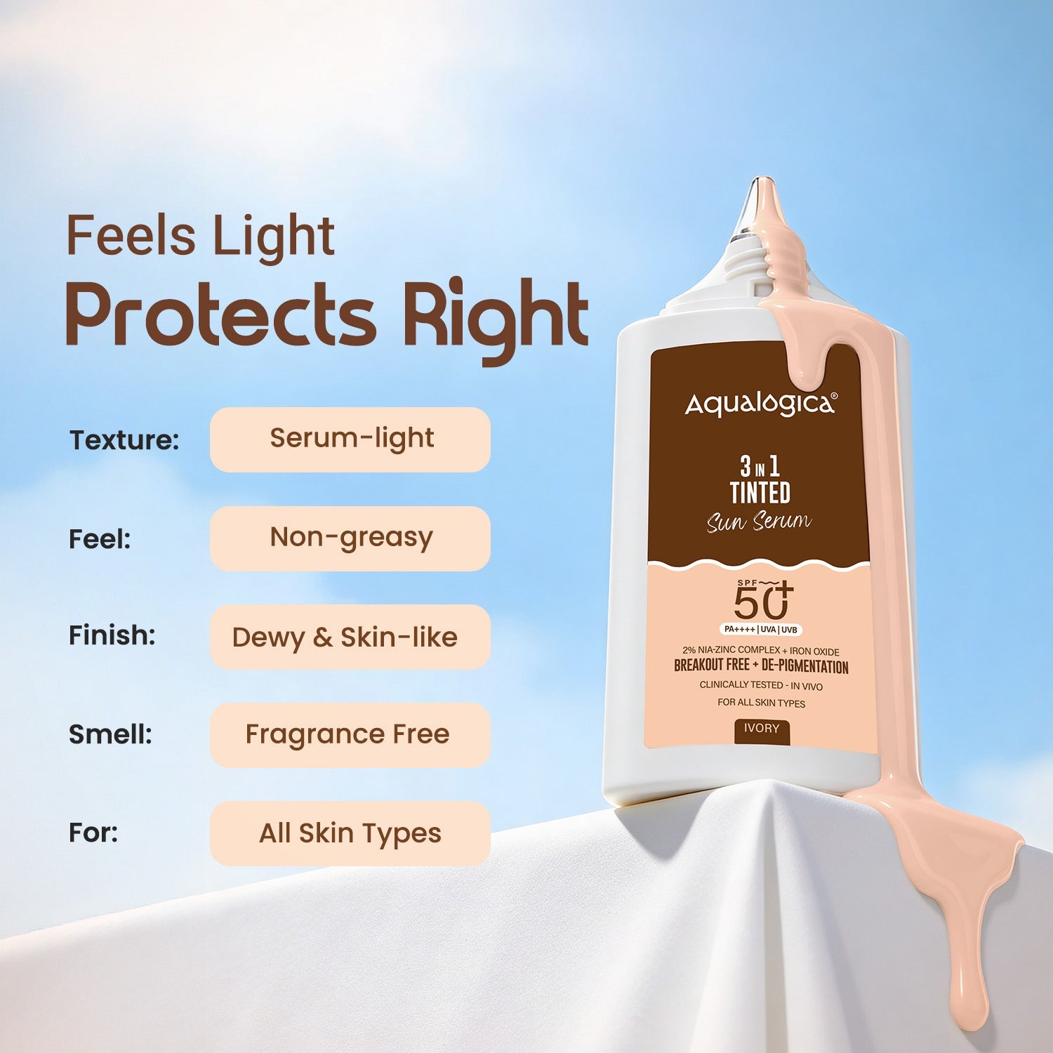 Aqualogica 3-In-1 Tinted Sun Serum - 50g
