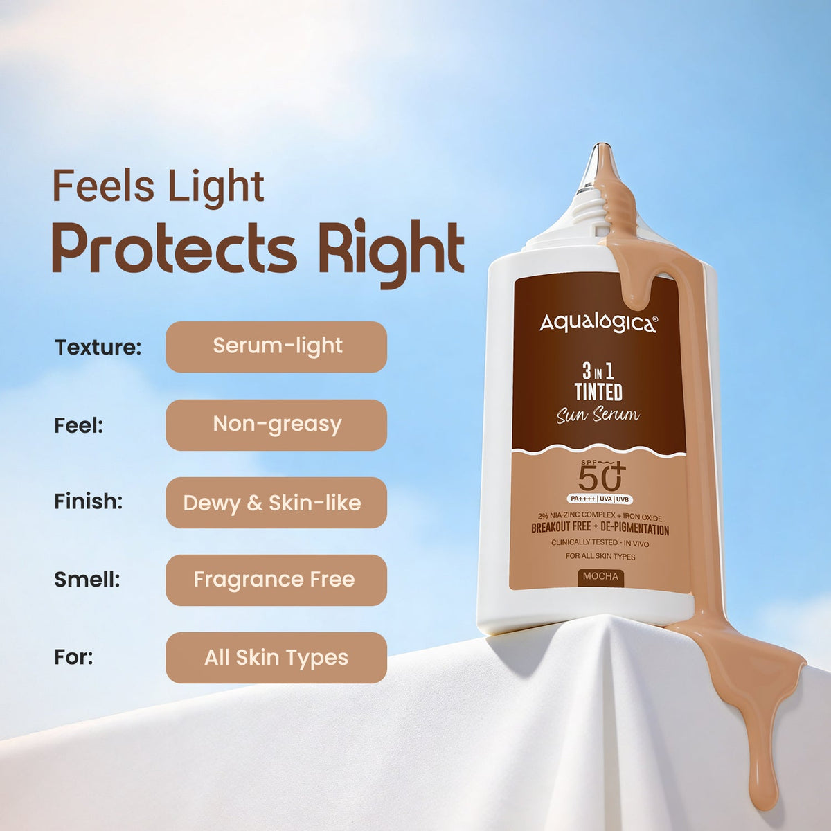 Aqualogica 3-In-1 Tinted Sun Serum - 50g
