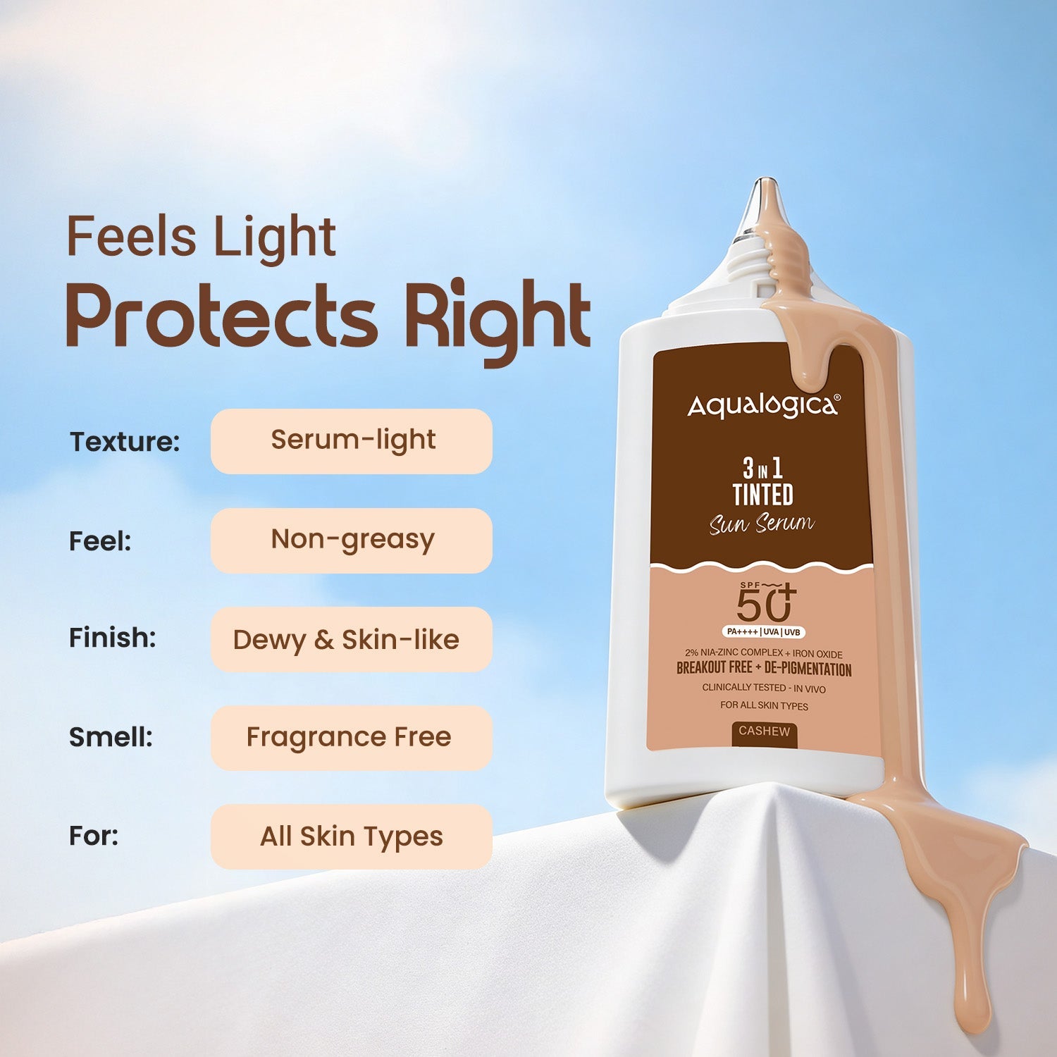 Aqualogica 3-In-1 Tinted Sun Serum - 50g