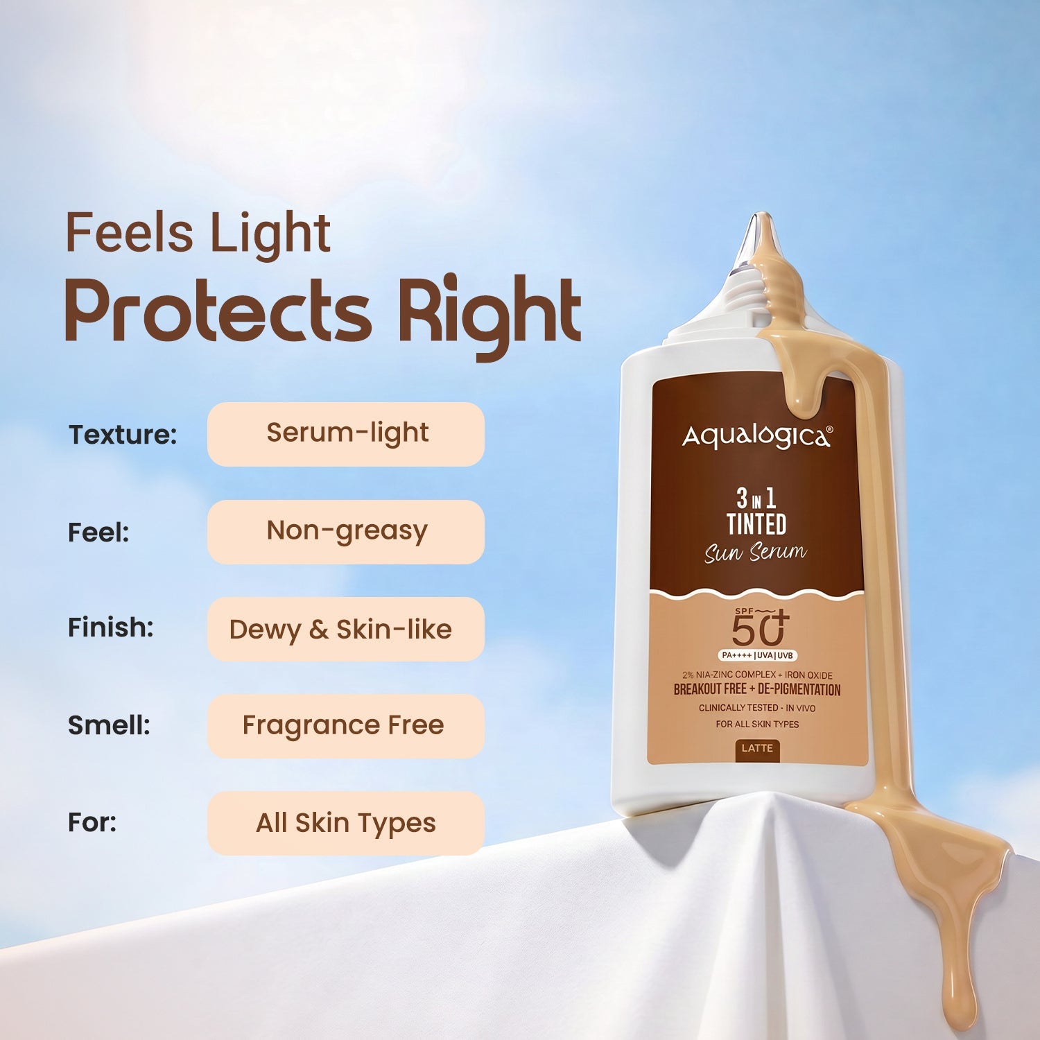 Aqualogica 3-In-1 Tinted Sun Serum - 50g