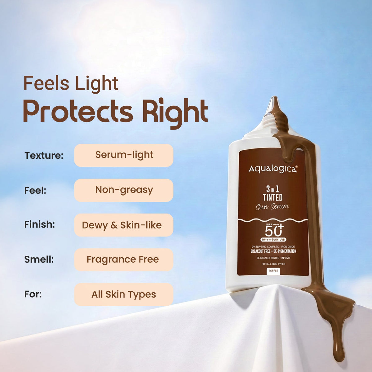 Aqualogica 3-In-1 Tinted Sun Serum - 50g