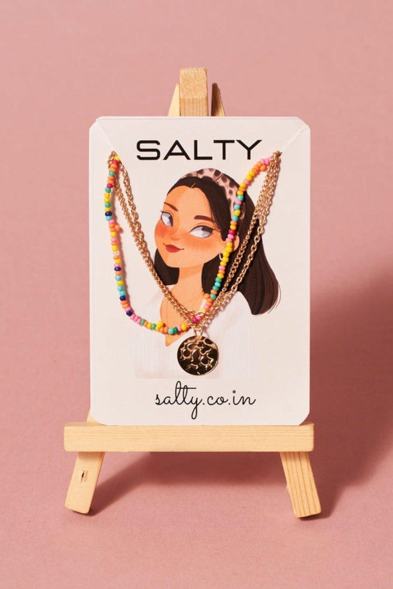 Salty Multi-Layered Colourful Beaded Necklace
