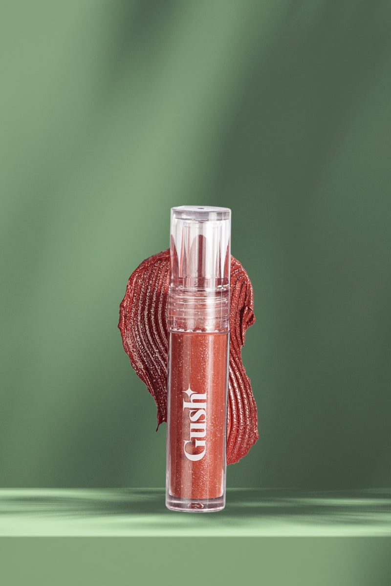 Gush Beauty Glaze Lip Oil Gloss High Shine & Hydrating Brown Gloss - Honey Drip