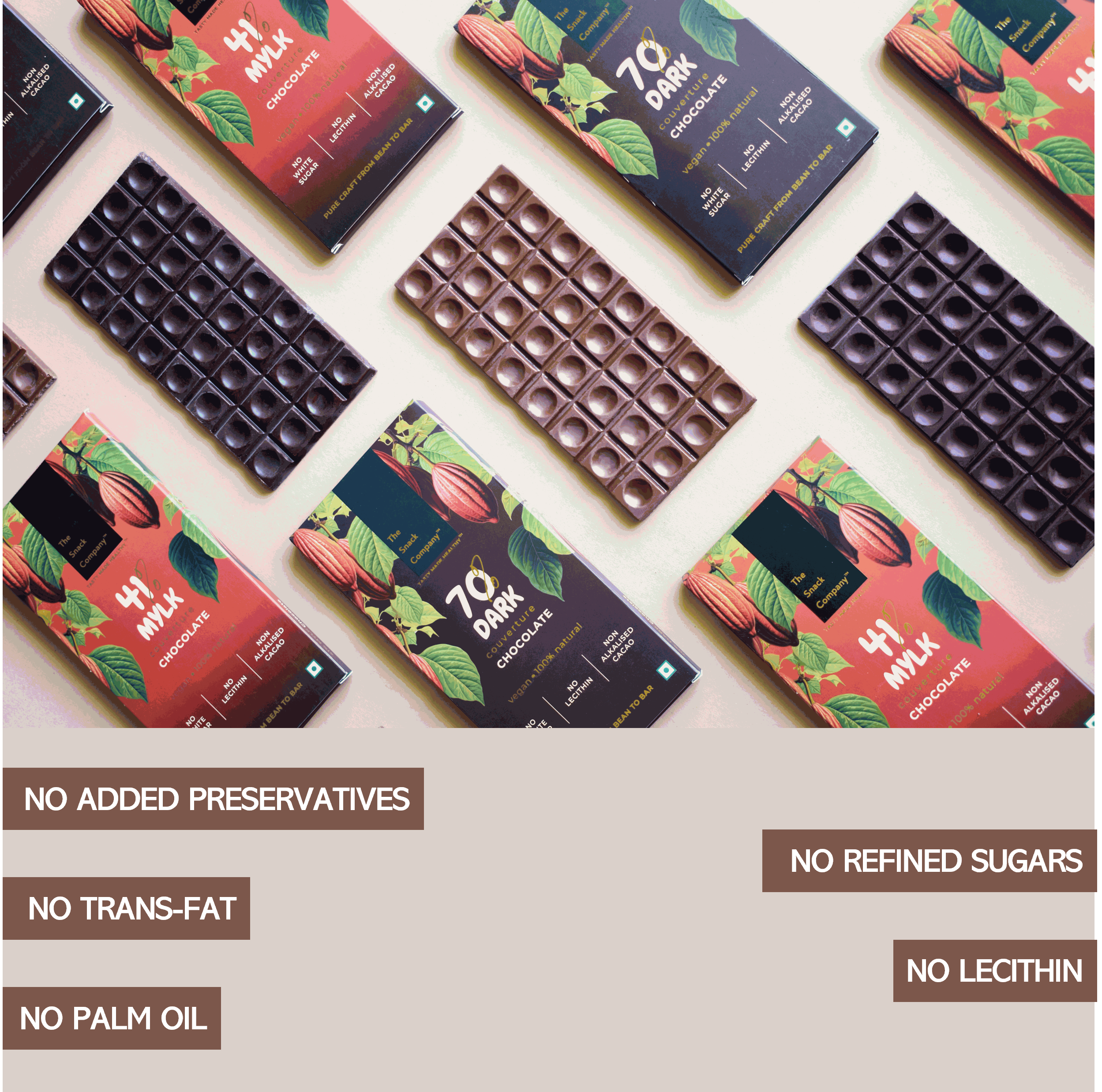 The Snack Company 41% MYLK Chocolate & 70% Dark Chocolate (60g each)